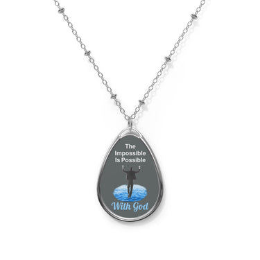 Inspirational oval pendant necklace with